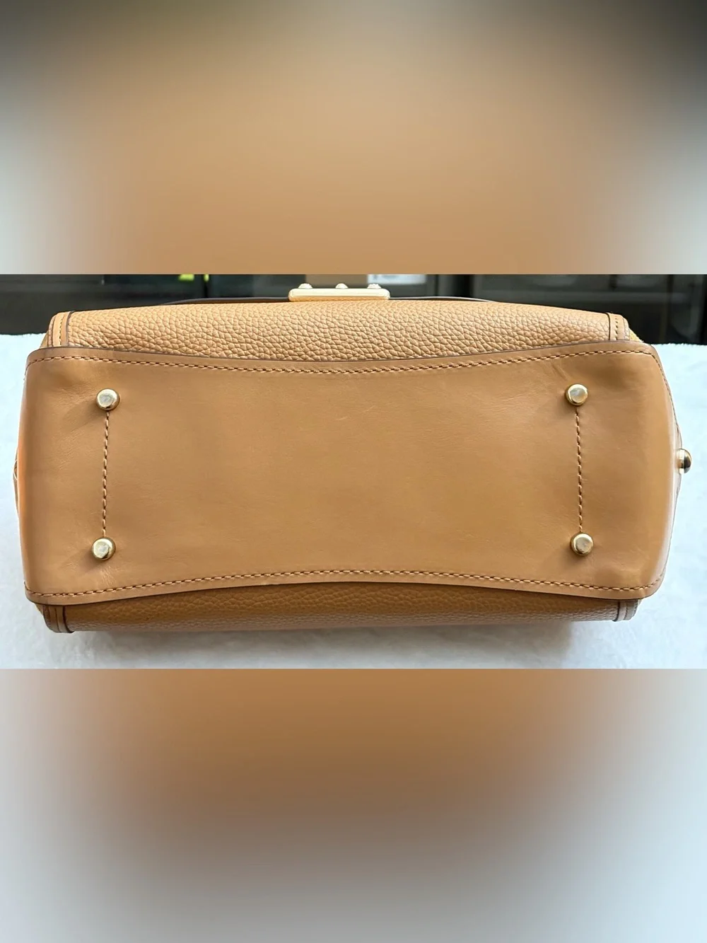 COACH DRIFTER LEATHER & SUEDE SATCHEL HANDBAG- Saddle & Camel- Turn Lock